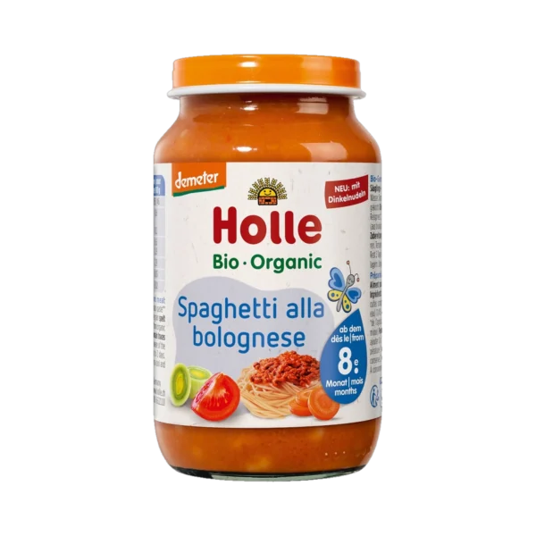 Ekologiška tyrelė „Spagečiai su Bolonijos padažu”, be pridėtinio cukraus | Holle (220 g)
