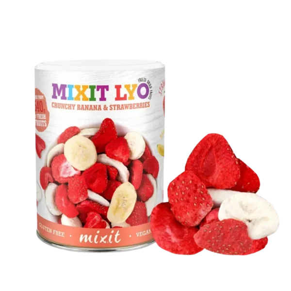 Liofilizuoti bananai ir braškės | Mixit (80 g)