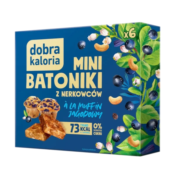 Anakardžių riešutų mini batonėliai „Mėlynių keksiukas“ | Dobra Kaloria (102 g)