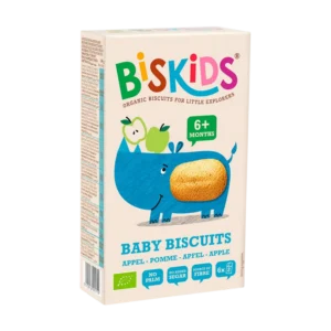 Ekologiški kvietinių miltų sausainiai, obuolių skonio | BISKIDS (120 g)