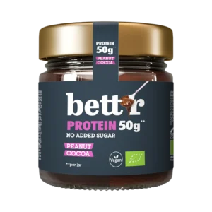 Ekologiškas baltyminis kremas su žemės riešutais, su saldikliu, be pridėtinio cukraus | BETT’R (250 g)