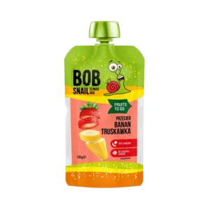 Bananų ir braškių tyrelė, be pridėtinio cukraus | Bob Snail (120 g)