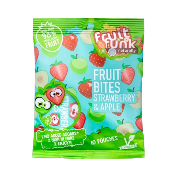 Braškių ir obuolių kąsneliai, be pridėtinio cukraus | FruitFunk (100 g)