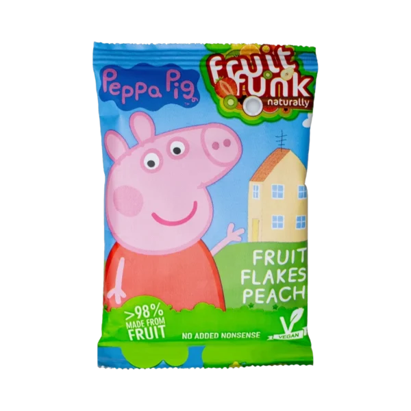 „Peppa Pig“ persikų skonio vaisių gabalėliai, be pridėtinio cukraus | FruitFunk (16 g)