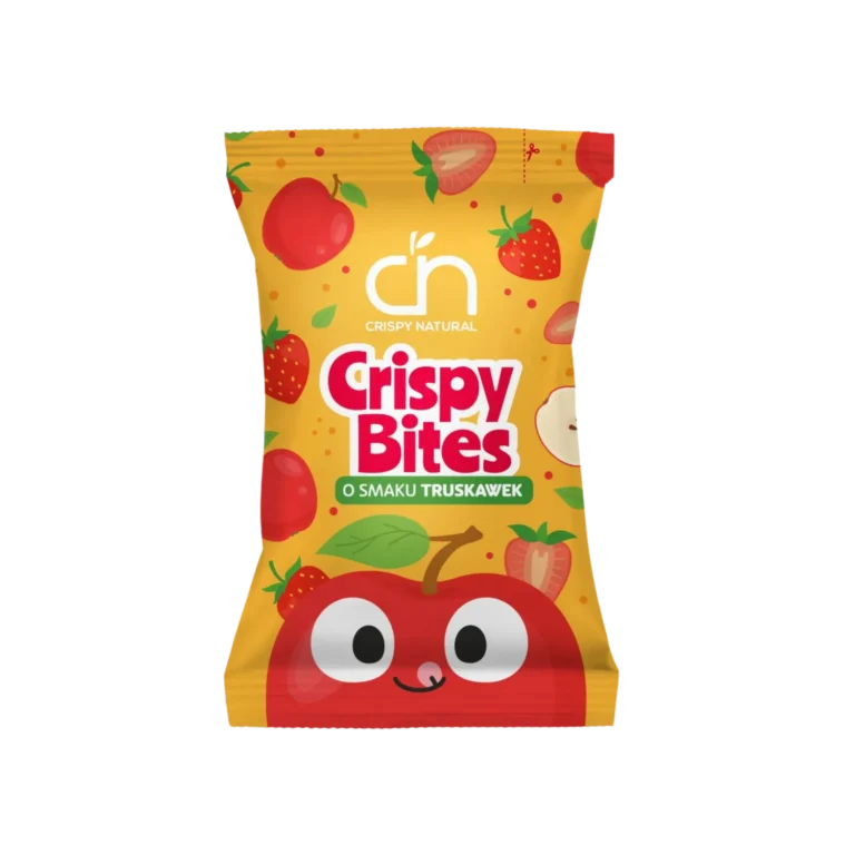 Traškios džiovintos obuolių skiltelės su braškių skoniu | Crispy Natural (14 g)