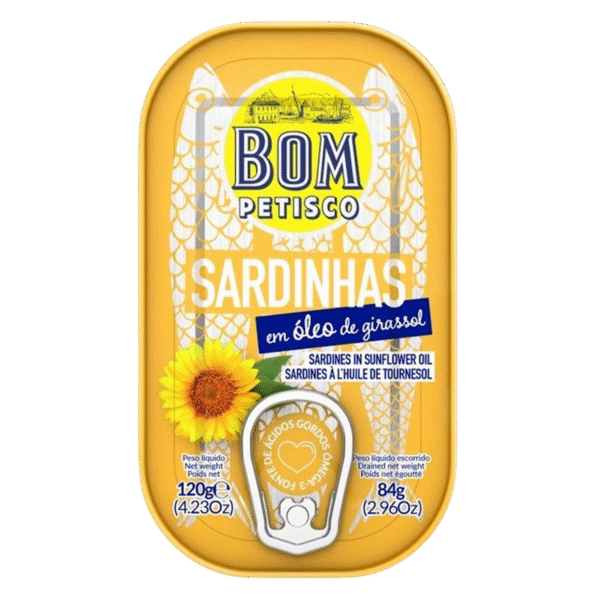 Portugališkos sardinės saulėgrąžų aliejuje | BOM PETISCO (120 g)
