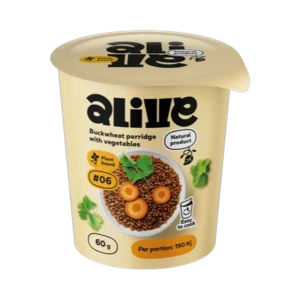 Greitai paruošiama klasikinė grikių košė su daržovėmis | Alive (60 g)