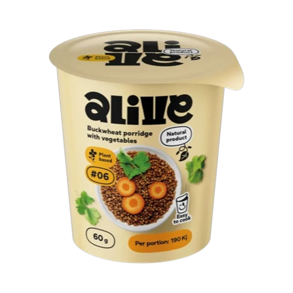 Greitai paruošiama klasikinė grikių košė su daržovėmis | Alive (60 g)