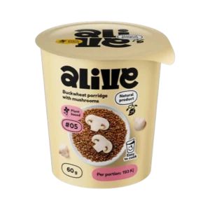 Greitai paruošiama klasikinė grikių košė su grybais | Alive (60 g)