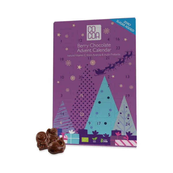 Ekologiškas Advento kalendorius su uogų šokoladu ir saldikliu | Cocoa (180 g)