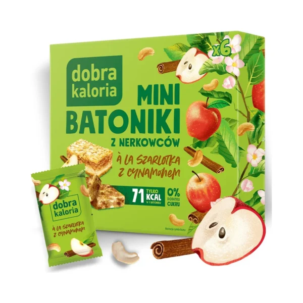 Anakardžių mini batonėliai „Obuolių pyragas su cinamonu“ | Dobra Kaloria (102 g)