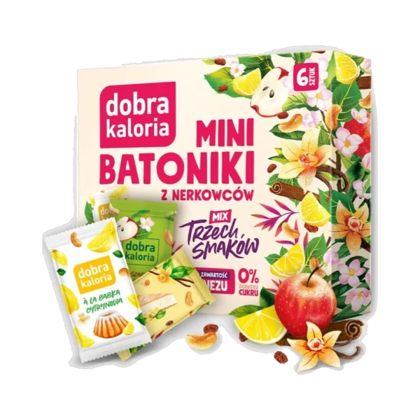 Anakardžių mini batonėlių rinkinys „Trijų skonių mišinys“ | Dobra Kaloria (102 g)