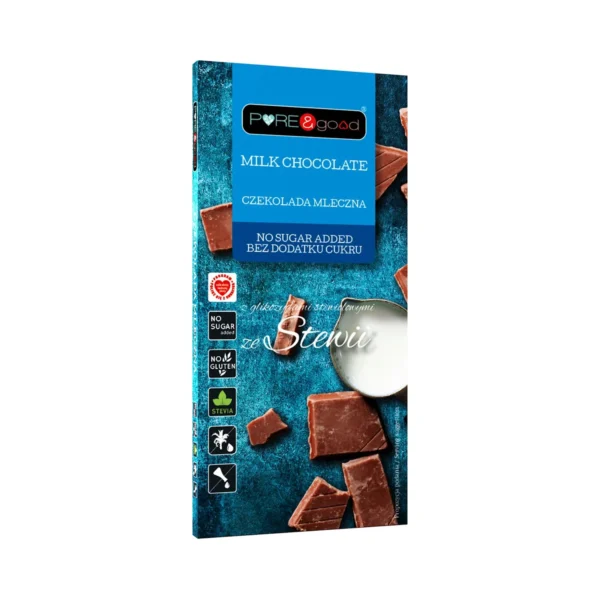 Pieninis šokoladas su saldikliais, be pridėtinio cukraus | Pure&Good (100 g)